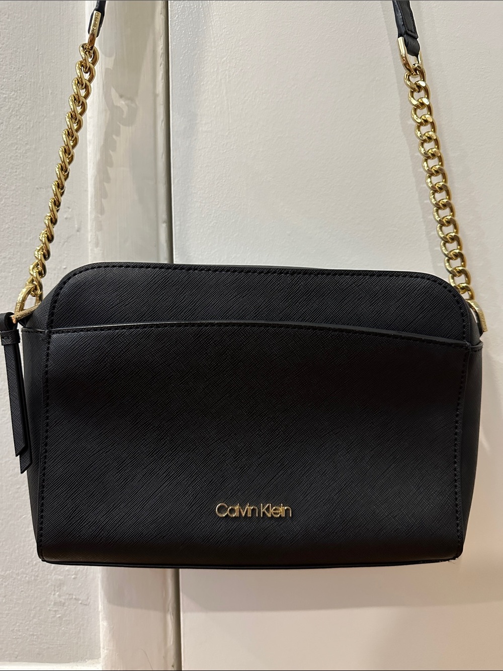Calvin Klein Black Crossbody with Gold Chain Strap
